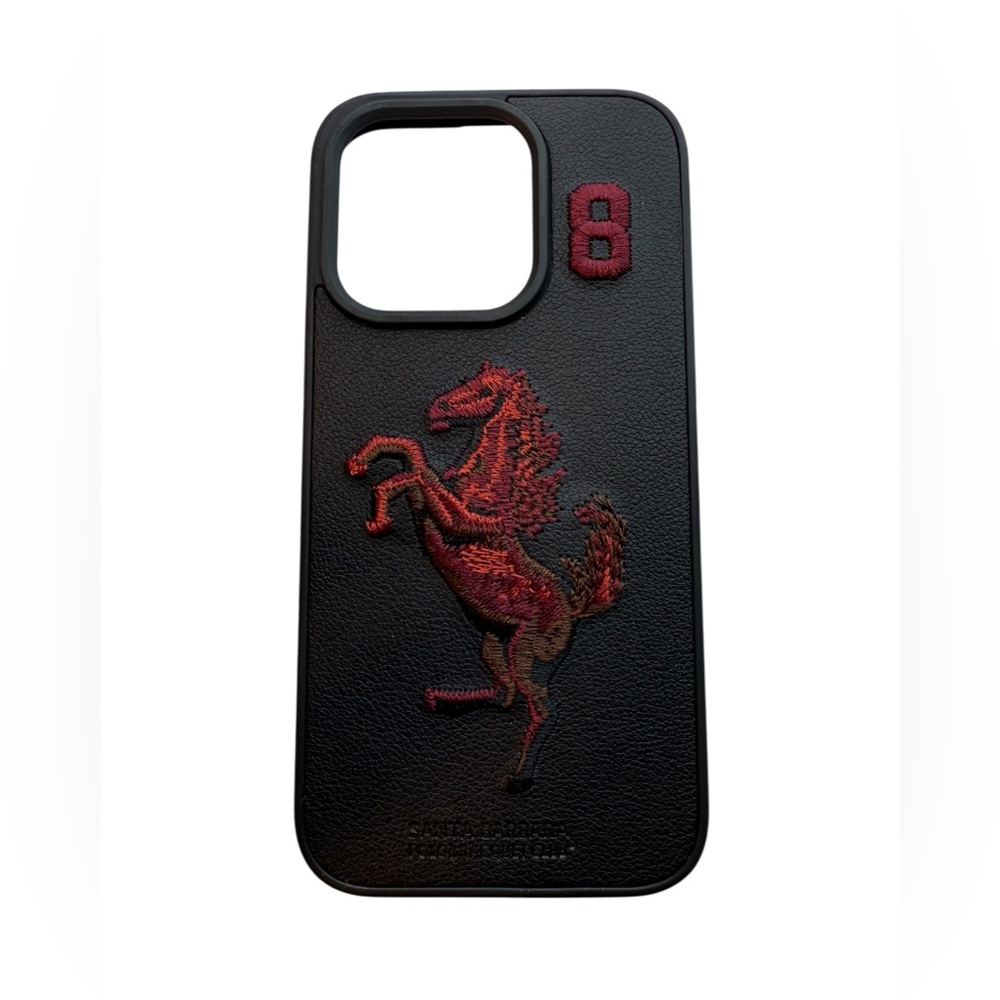 Black Santa Barbara Polo  15  pro Case Leather 3D Embroidery